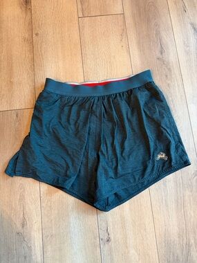 Tracksmith Navy Women's Running Shorts with Red Waistband Accent